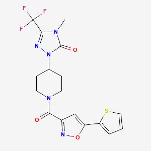 molecular formula C17H16F3N5O3S B2721739 4-methyl-1-(1-(5-(thiophen-2-yl)isoxazole-3-carbonyl)piperidin-4-yl)-3-(trifluoromethyl)-1H-1,2,4-triazol-5(4H)-one CAS No. 2034329-43-4