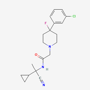 molecular formula C19H23ClFN3O B2721740 2-[4-(3-Chlorophenyl)-4-fluoropiperidin-1-yl]-N-(1-cyano-1-cyclopropylethyl)acetamide CAS No. 2261027-01-2