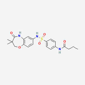 molecular formula C21H25N3O5S B2721759 N-(4-(N-(3,3-dimethyl-4-oxo-2,3,4,5-tetrahydrobenzo[b][1,4]oxazepin-7-yl)sulfamoyl)phenyl)butyramide CAS No. 922058-40-0