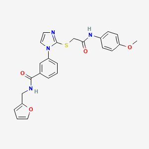 molecular formula C24H22N4O4S B2721804 N-[(furan-2-yl)methyl]-3-[2-({[(4-methoxyphenyl)carbamoyl]methyl}sulfanyl)-1H-imidazol-1-yl]benzamide CAS No. 1115336-16-7