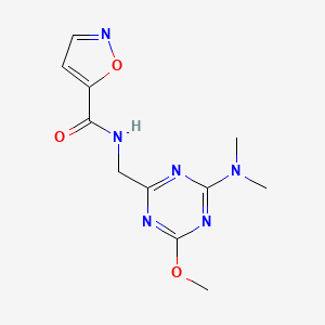molecular formula C11H14N6O3 B2721824 N-((4-(dimethylamino)-6-methoxy-1,3,5-triazin-2-yl)methyl)isoxazole-5-carboxamide CAS No. 2034515-36-9