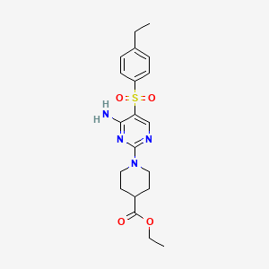 molecular formula C20H26N4O4S B2721833 Ethyl 1-[4-amino-5-(4-ethylbenzenesulfonyl)pyrimidin-2-yl]piperidine-4-carboxylate CAS No. 1112306-44-1