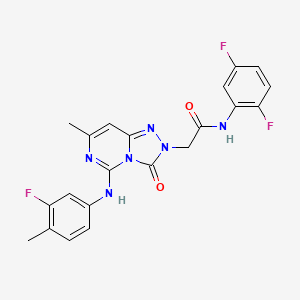 molecular formula C21H17F3N6O2 B2721872 N-(2,5-difluorophenyl)-2-{5-[(3-fluoro-4-methylphenyl)amino]-7-methyl-3-oxo-2H,3H-[1,2,4]triazolo[4,3-c]pyrimidin-2-yl}acetamide CAS No. 1251574-30-7