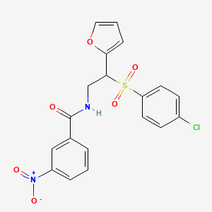 molecular formula C19H15ClN2O6S B2721876 N-[2-(4-chlorobenzenesulfonyl)-2-(furan-2-yl)ethyl]-3-nitrobenzamide CAS No. 896329-65-0