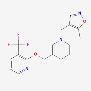 molecular formula C17H20F3N3O2 B2721910 5-Methyl-4-[[3-[[3-(trifluoromethyl)pyridin-2-yl]oxymethyl]piperidin-1-yl]methyl]-1,2-oxazole CAS No. 2379975-91-2