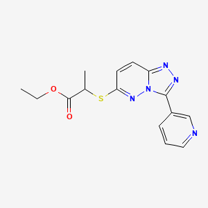molecular formula C15H15N5O2S B2721916 Ethyl 2-((3-(pyridin-3-yl)-[1,2,4]triazolo[4,3-b]pyridazin-6-yl)thio)propanoate CAS No. 868969-30-6