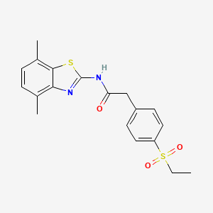 molecular formula C19H20N2O3S2 B2721925 N-(4,7-dimethylbenzo[d]thiazol-2-yl)-2-(4-(ethylsulfonyl)phenyl)acetamide CAS No. 941884-64-6