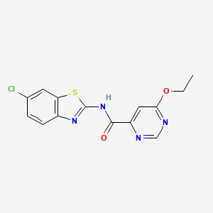 molecular formula C14H11ClN4O2S B2722031 N-(6-chloro-1,3-benzothiazol-2-yl)-6-ethoxypyrimidine-4-carboxamide CAS No. 2034579-99-0
