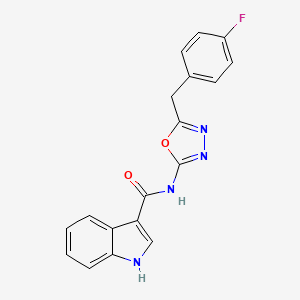 molecular formula C18H13FN4O2 B2722091 N-(5-(4-fluorobenzyl)-1,3,4-oxadiazol-2-yl)-1H-indole-3-carboxamide CAS No. 1208711-74-3