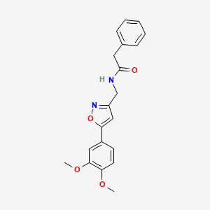 molecular formula C20H20N2O4 B2722127 N-((5-(3,4-dimethoxyphenyl)isoxazol-3-yl)methyl)-2-phenylacetamide CAS No. 953211-03-5