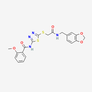 N-(5-((2-((benzo[d][1,3]dioxol-5-ylmethyl)amino)-2-oxoethyl)thio)-1,3,4-thiadiazol-2-yl)-2-methoxybenzamide