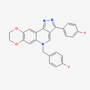 molecular formula C25H17F2N3O2 B2722192 5-(4-fluorobenzyl)-3-(4-fluorophenyl)-8,9-dihydro-5H-[1,4]dioxino[2,3-g]pyrazolo[4,3-c]quinoline CAS No. 866589-81-3
