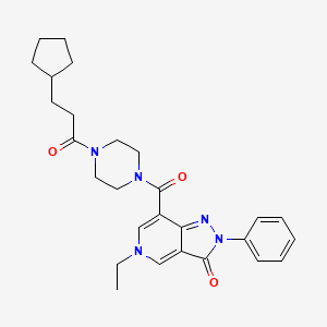 molecular formula C27H33N5O3 B2722194 7-(4-(3-cyclopentylpropanoyl)piperazine-1-carbonyl)-5-ethyl-2-phenyl-2H-pyrazolo[4,3-c]pyridin-3(5H)-one CAS No. 1040673-63-9