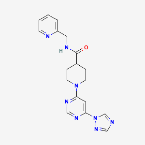B2722254 1-(6-(1H-1,2,4-triazol-1-yl)pyrimidin-4-yl)-N-(pyridin-2-ylmethyl)piperidine-4-carboxamide CAS No. 1797091-01-0