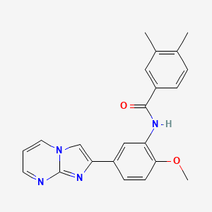 molecular formula C22H20N4O2 B2722275 N-(5-{imidazo[1,2-a]pyrimidin-2-yl}-2-methoxyphenyl)-3,4-dimethylbenzamide CAS No. 862810-69-3