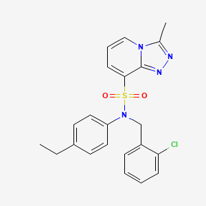 molecular formula C22H21ClN4O2S B2722327 N-[(2-chlorophenyl)methyl]-N-(4-ethylphenyl)-3-methyl-[1,2,4]triazolo[4,3-a]pyridine-8-sulfonamide CAS No. 1251586-97-6