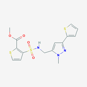 molecular formula C15H15N3O4S3 B2722371 methyl 3-({[1-methyl-3-(thiophen-2-yl)-1H-pyrazol-5-yl]methyl}sulfamoyl)thiophene-2-carboxylate CAS No. 2320572-22-1