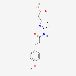 molecular formula C15H16N2O4S B2722398 (2-{[3-(4-Methoxyphenyl)propanoyl]amino}-1,3-thiazol-4-yl)acetic acid CAS No. 931374-27-5