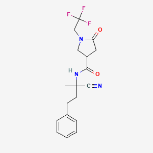 molecular formula C18H20F3N3O2 B2722428 N-(1-cyano-1-methyl-3-phenylpropyl)-5-oxo-1-(2,2,2-trifluoroethyl)pyrrolidine-3-carboxamide CAS No. 1424389-27-4