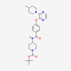 molecular formula C27H37N5O4 B2722439 Tert-butyl 4-[(4-{[3-(4-methylpiperidin-1-yl)pyrazin-2-yl]oxy}benzoyl)amino]piperidine-1-carboxylate CAS No. 1326938-95-7