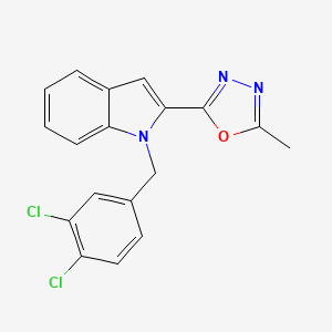 molecular formula C18H13Cl2N3O B2722444 1-[(3,4-dichlorophenyl)methyl]-2-(5-methyl-1,3,4-oxadiazol-2-yl)-1H-indole CAS No. 923164-83-4