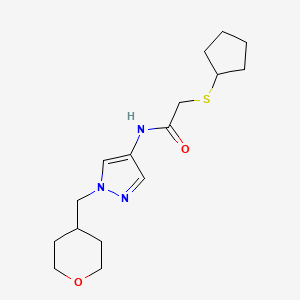 2-(cyclopentylthio)-N-(1-((tetrahydro-2H-pyran-4-yl)methyl)-1H-pyrazol-4-yl)acetamide