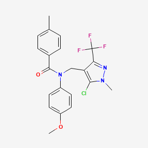 N-{[5-chloro-1-methyl-3-(trifluoromethyl)-1H-pyrazol-4-yl]methyl}-N-(4-methoxyphenyl)-4-methylbenzenecarboxamide