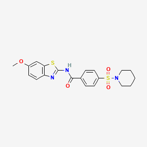molecular formula C20H21N3O4S2 B2722500 N-(6-methoxybenzo[d]thiazol-2-yl)-4-(piperidin-1-ylsulfonyl)benzamide CAS No. 325978-84-5