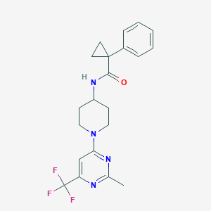 molecular formula C21H23F3N4O B2722530 N-{1-[2-methyl-6-(trifluoromethyl)pyrimidin-4-yl]piperidin-4-yl}-1-phenylcyclopropane-1-carboxamide CAS No. 1775384-12-7