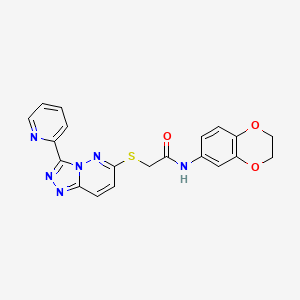 molecular formula C20H16N6O3S B2722549 N-(2,3-dihydro-1,4-benzodioxin-6-yl)-2-{[3-(pyridin-2-yl)-[1,2,4]triazolo[4,3-b]pyridazin-6-yl]sulfanyl}acetamide CAS No. 868967-62-8