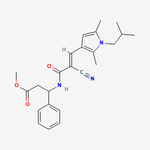 molecular formula C24H29N3O3 B2722556 Methyl 3-[[(E)-2-cyano-3-[2,5-dimethyl-1-(2-methylpropyl)pyrrol-3-yl]prop-2-enoyl]amino]-3-phenylpropanoate CAS No. 1030696-31-1
