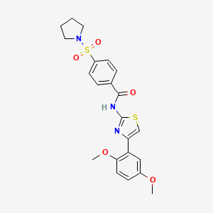 molecular formula C22H23N3O5S2 B2722559 N-(4-(2,5-dimethoxyphenyl)thiazol-2-yl)-4-(pyrrolidin-1-ylsulfonyl)benzamide CAS No. 681230-17-1