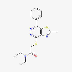 molecular formula C18H20N4OS2 B2722588 N,N-diethyl-2-((2-methyl-7-phenylthiazolo[4,5-d]pyridazin-4-yl)thio)acetamide CAS No. 946334-48-1