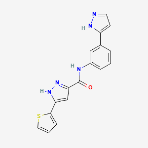molecular formula C17H13N5OS B2722602 N-(3-(1H-pyrazol-3-yl)phenyl)-3-(thiophen-2-yl)-1H-pyrazole-5-carboxamide CAS No. 1240217-95-1