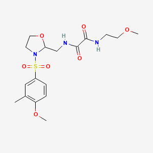 molecular formula C17H25N3O7S B2722609 N'-{[3-(4-methoxy-3-methylbenzenesulfonyl)-1,3-oxazolidin-2-yl]methyl}-N-(2-methoxyethyl)ethanediamide CAS No. 868983-89-5