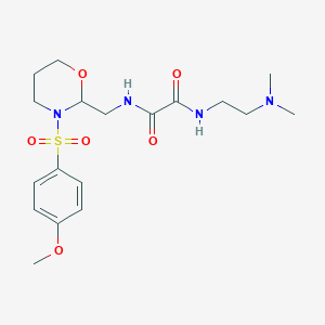 molecular formula C18H28N4O6S B2722636 N-[2-(dimethylamino)ethyl]-N'-{[3-(4-methoxybenzenesulfonyl)-1,3-oxazinan-2-yl]methyl}ethanediamide CAS No. 872862-89-0