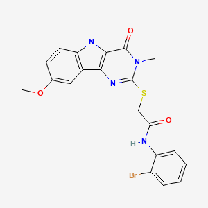 molecular formula C21H19BrN4O3S B2722707 N-(2-bromophenyl)-2-({8-methoxy-3,5-dimethyl-4-oxo-3H,4H,5H-pyrimido[5,4-b]indol-2-yl}sulfanyl)acetamide CAS No. 1113102-34-3