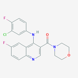 molecular formula C20H16ClF2N3O2 B2722759 N-(3-CHLORO-4-FLUOROPHENYL)-6-FLUORO-3-(MORPHOLINE-4-CARBONYL)QUINOLIN-4-AMINE CAS No. 1358760-94-7
