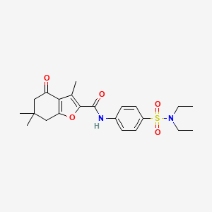 molecular formula C22H28N2O5S B2722771 N-[4-(diethylsulfamoyl)phenyl]-3,6,6-trimethyl-4-oxo-4,5,6,7-tetrahydro-1-benzofuran-2-carboxamide CAS No. 912908-72-6