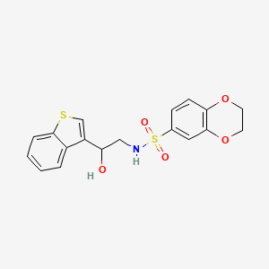 molecular formula C18H17NO5S2 B2722775 N-[2-(1-benzothiophen-3-yl)-2-hydroxyethyl]-2,3-dihydro-1,4-benzodioxine-6-sulfonamide CAS No. 2034438-89-4