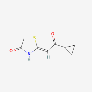 molecular formula C8H9NO2S B2722777 2-(2-Cyclopropyl-2-oxoethylidene)-1,3-thiazolidin-4-one CAS No. 1000933-52-7