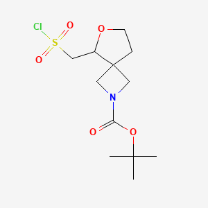 molecular formula C12H20ClNO5S B2722786 Tert-butyl 5-[(chlorosulfonyl)methyl]-6-oxa-2-azaspiro[3.4]octane-2-carboxylate CAS No. 2228908-19-6