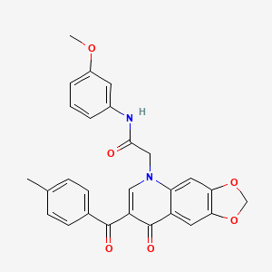 molecular formula C27H22N2O6 B2722860 N-(3-methoxyphenyl)-2-[7-(4-methylbenzoyl)-8-oxo-2H,5H,8H-[1,3]dioxolo[4,5-g]quinolin-5-yl]acetamide CAS No. 866340-06-9