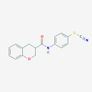 molecular formula C17H14N2O2S B2722882 N-[4-(CYANOSULFANYL)PHENYL]-3,4-DIHYDRO-2H-1-BENZOPYRAN-3-CARBOXAMIDE CAS No. 924824-25-9