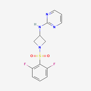 molecular formula C13H12F2N4O2S B2722961 N-(1-((2,6-difluorophenyl)sulfonyl)azetidin-3-yl)pyrimidin-2-amine CAS No. 2034607-64-0