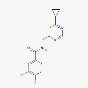 molecular formula C15H13F2N3O B2722972 N-[(6-cyclopropylpyrimidin-4-yl)methyl]-3,4-difluorobenzamide CAS No. 2177365-38-5