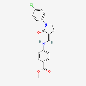 molecular formula C19H17ClN2O3 B2722982 Methyl 4-({[1-(4-chlorophenyl)-2-oxo-3-pyrrolidinylidene]methyl}amino)benzenecarboxylate CAS No. 339020-60-9