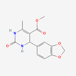 molecular formula C14H14N2O5 B2722998 methyl 4-(1,3-benzodioxol-5-yl)-6-methyl-2-oxo-3,4-dihydro-1H-pyrimidine-5-carboxylate CAS No. 159587-53-8