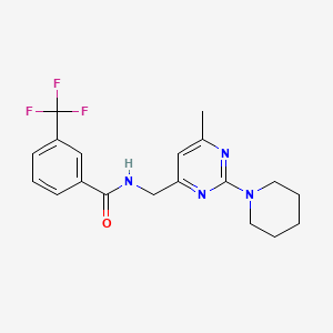 molecular formula C19H21F3N4O B2723004 N-((6-methyl-2-(piperidin-1-yl)pyrimidin-4-yl)methyl)-3-(trifluoromethyl)benzamide CAS No. 1797656-60-0