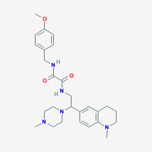 molecular formula C27H37N5O3 B2723031 N'-[(4-methoxyphenyl)methyl]-N-[2-(1-methyl-1,2,3,4-tetrahydroquinolin-6-yl)-2-(4-methylpiperazin-1-yl)ethyl]ethanediamide CAS No. 921901-60-2